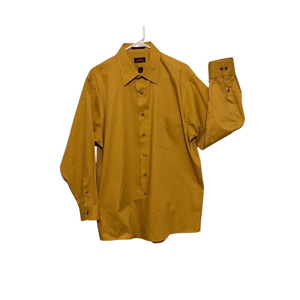 J Garcia Dress Shirt Mens Size Large Gold Subtle Stripe Button Up Long Sleeve